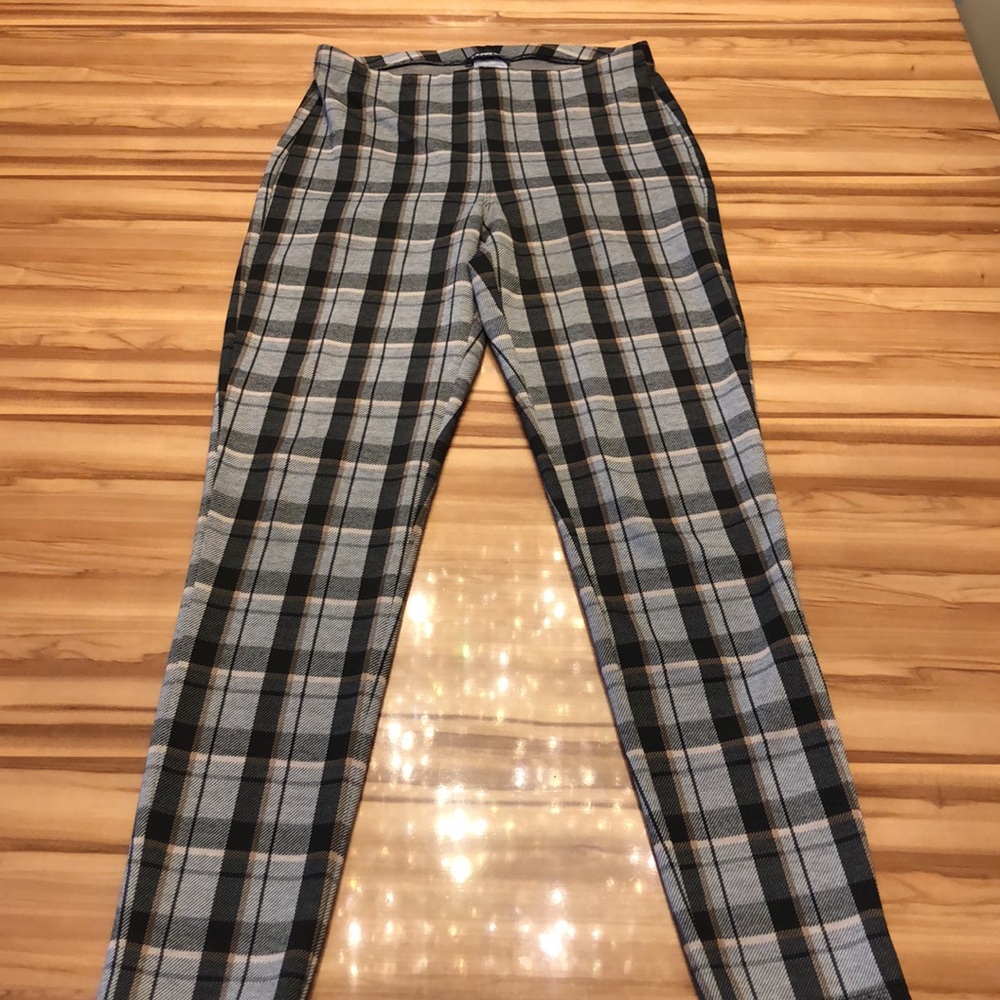 Express Full Length Skinny Plaid Dress Pants